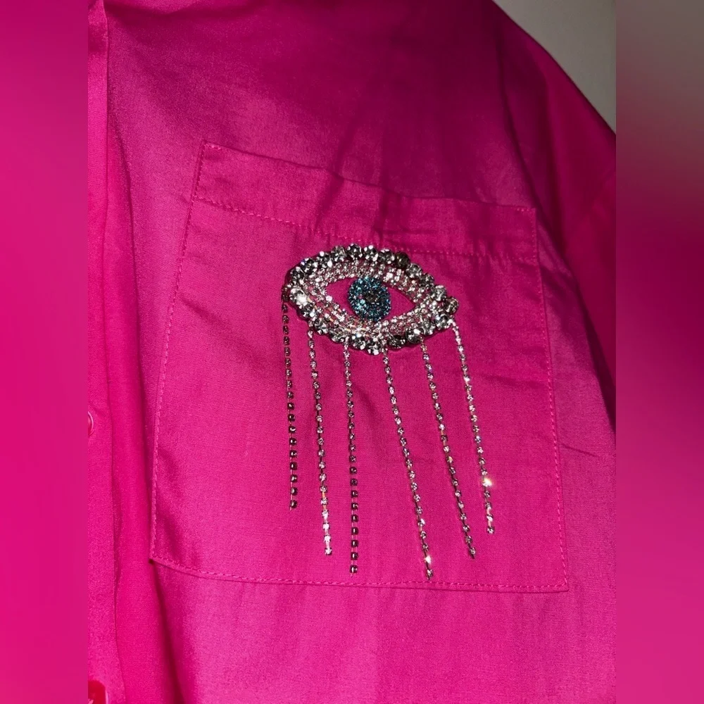 Evil eye cropped shirt NWT - Picture 2 of 3